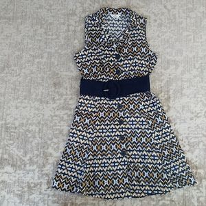 Mlle Gabrielle Collared Button Up Dress PL Navy White Mustard Yellow